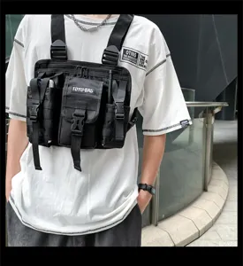 Taktische Brusttasche fuer Herren Outdoor multifunktionale Streetwear Weste Tasche schwarz