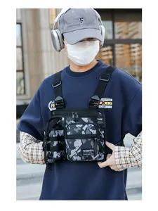 Taktische Brusttasche für Herren multifunktionale verschleißfeste Streetwear Hip Hop Weste.