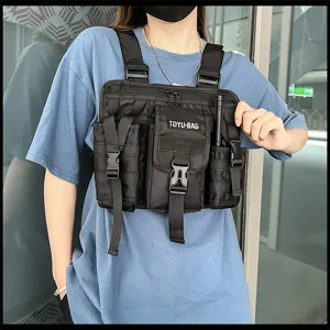 Taktische Brusttasche für Herren, multifunktionale Werkzeug-Weste, Streetwear Hip Hop Rig.