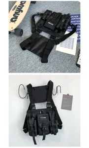 Schwarzer taktischer Brustbeutel Mehrfachtaschen Streetwear Rig Tasche fur Herren