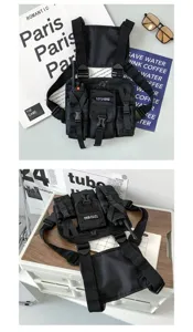 Schwarze taktische Brusttasche funktionale Techwear Weste Streetwear Rig Tasche Outdoor.
