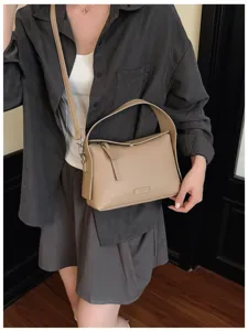 Stylish casual women shoulder cross body bag PU leather tote handbag daily fashion purse