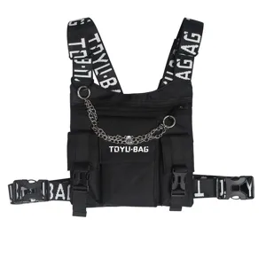 Herren Taktische Brusttasche Hip Hop Streetwear Funktionale Weste Tasche Schwarz Utility