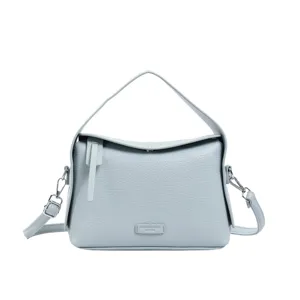 Classic light blue leather shoulder bag, stylish casual crossbody purse for women daily use.