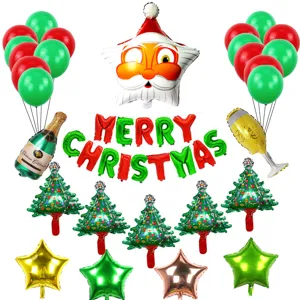 Set di decorazioni per palloncini di Natale con stella Babbo Natale e palloncini foil.
