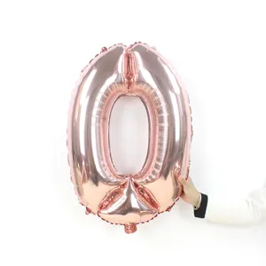 32 Inch Rose Gold Number 0 Foil Balloon Birthday Party Celebration Decoration Helium Balloon