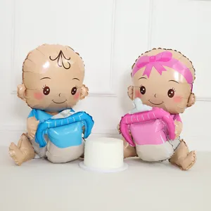3D Baby Holding Feeding Bottle Aluminum Foil Balloon Boy Girl Shape Infant Birthday Party Decoration Balloon