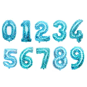 32 inch blue star foil number balloons 0-9 digital aluminum mylar for birthday party decor