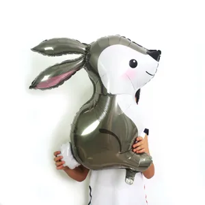 Cute long ear rabbit foil balloon for kids birthday party jungle theme decoration helium balloon.