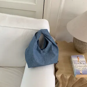 Damen Denim Handtasche Lässiger Japanischer Knoten Wolkentasche Retro Einfache Tote Bag Mode Unterarm Tasche Sommer Reise Handtasche