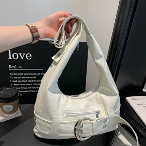 Women's Vintage PU Leather Tote Bag Large Capacity Casual Shoulder Bag Commuter Motorcycle Style Handbag