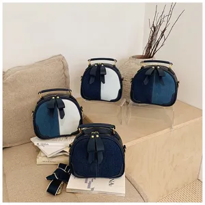 Γυναικεία vintage τσάντα χιαστί denim στρογγυλή κομψή τσάντα χειρός casual ώμου