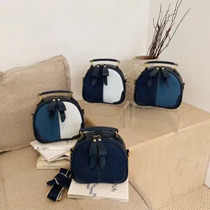 Vintage γυναικεία τσάντα ώμου από denim, κομψή τσάντα χιαστί με φιόγκο κύρια όψη