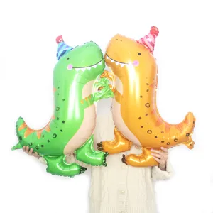 Cute dinosaur foil balloon set with party hats for kids birthday party decoration events main image