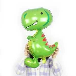 Green dinosaur foil balloon for kids birthday party decoration, cute cartoon animal shaped main image