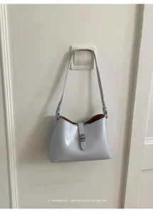 Borsa a spalla retrò minimalista da donna, elegante borsa sottobraccio con chiusura in metallo.
