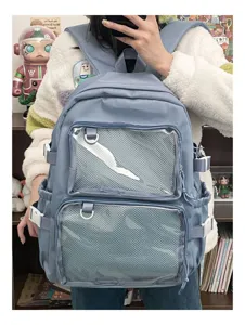 Japanese style ins transparent ita backpack casual double shoulder student school bag blue