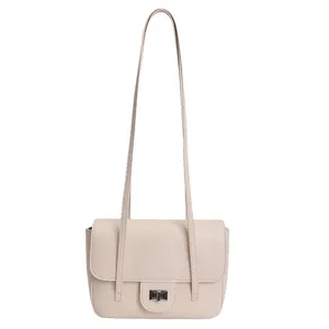 Chic minimalist beige shoulder bag γυναικεία μοντένα μονόχρωμη τσάντα baguette