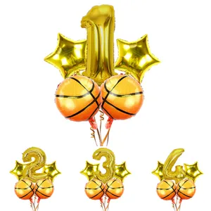 Basketball Theme Party Aluminum Foil Balloon Set Digital Star Balloons Boy Birthday Party Background Decoration