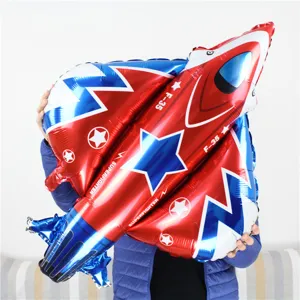 Grote straaljager foliebalon rood wit blauw ster thema feest decoratie speelgoed helium