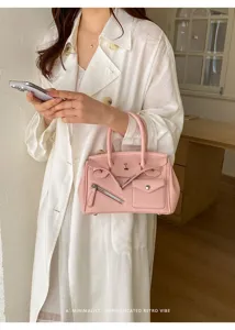 Pink Korean niche design handbag stylish retro shoulder messenger bag daily commute for women