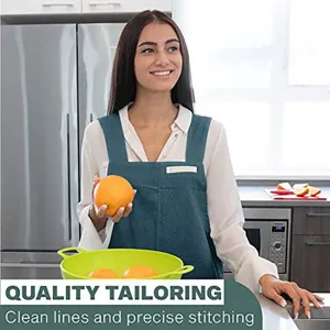 Stylish cotton apron with cross back straps, perfect for kitchen cooking, florist, or cafe work.