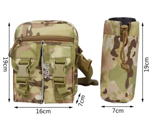 Tactical camo waist bag with water bottle holder multi-functional military tactical pouch bag set