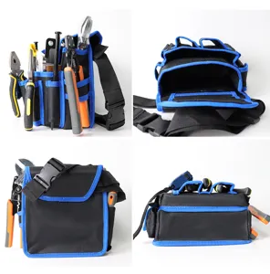 Sac ceinture à outils d'électricien multifonction en tissu Oxford résistant avec poches.