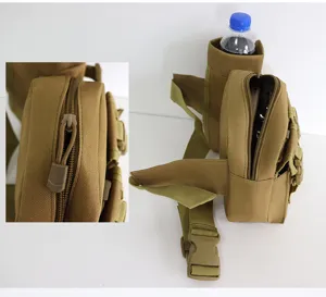Tactical waist bag with water bottle holder durable outdoor sports fanny pack in khaki color