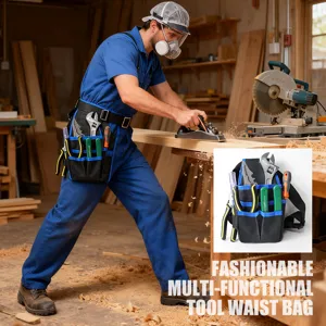 Sac de ceinture à outils multifonctionnel en tissu Oxford épaissi et imperméable