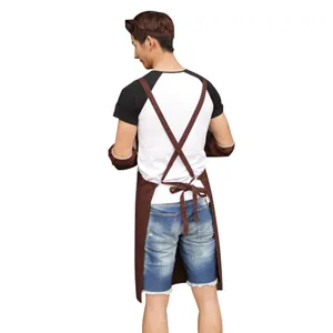 Cross-back work apron with sleeves solid color poly-cotton kitchen restaurant chef uniform