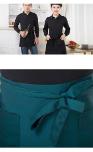 Grembiule corto professionale da cameriere con tasche e cintura regolabile per lavoro.