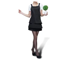 Schwarze mehrstufige Arbeitsverkleidung fur Damen Cafe Kuche Nagelstudio Uniform stilvoll