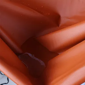 Orange waterproof PVC apron fabric, durable kitchen chef workwear material, oil-proof.