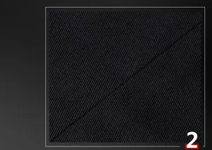 Close-up detail of black textured uniform fabric with neat stitching and clean border shot.