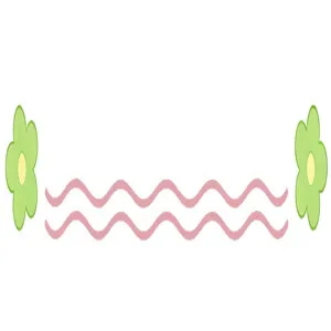 Dettaglio motivo grembiule bambino fiore verde linea ondulata rosa elemento design