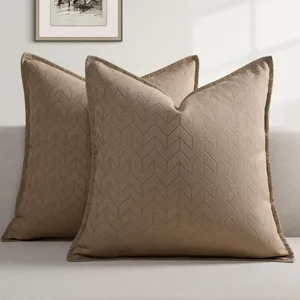 Chenille throw pillow cover, textured cushion for sofa and bed, luxury home decor style.
