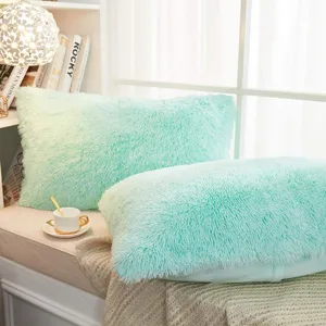 Flauschiger Plüsch Kissenbezug mintgrün weiches Deko Kissen für Sofa Bett Wohnzimmer Deko