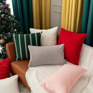 Nordic plush faux rabbit fur throw pillow cover soft decorative cushion for sofa bed