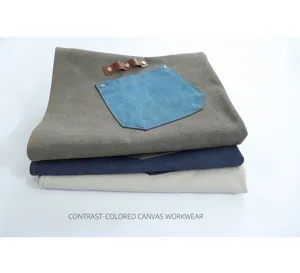 Vintage thick canvas apron with multi-pockets, contrast color design, durable workwear.