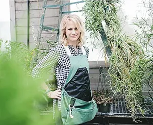 Tuinoogstschort met grote Oxford stoffen zakken, duurzame fruitpluktas voor tuin.