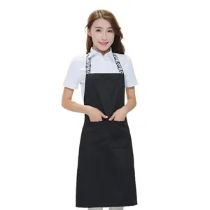 Fashionable Korean style halter apron with pockets, perfect for cafe, bakery, and kitchen work.