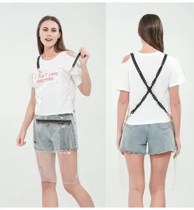 Transparente TPU Damen Mode Schürze mit klobigen Kettenriemen und Reißverschlusstasche für Friseure.