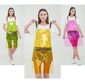 Modische transparente TPU wasserdichte Schürze mit Kettenriemen und Reißverschlusstasche.