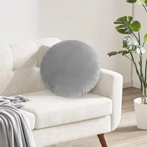 Japanese Velvet Round Throw Pillow Solid Color Pleated Cushion Soft Sofa Lumbar Pillow Living Room Bedroom Home Decor