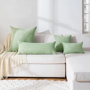 Nordic Solid Color Corduroy Throw Pillow Cover Bedside Sofa Cushion Striped Decorative Pillowcase Home Decor