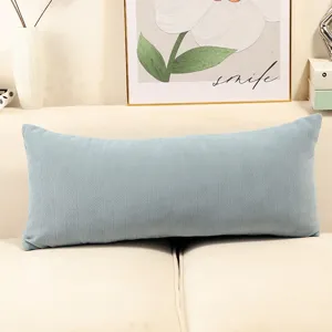 Cojín Largo de Chenilla Estilo Nórdico para Sofá Funda de Respaldo Decorativa Azul