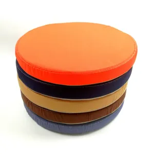 Round cotton canvas sponge seat cushion detail shot, multi-color stack design for office and sofa.