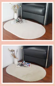 Suave alfombra ovalada de pelo sintético de conejo peluda estera para dormitorio y salón