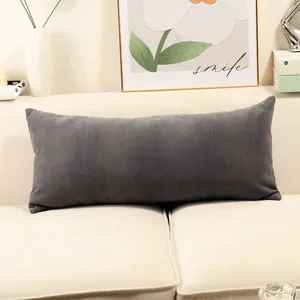 Fundas de cojín rectangular de chenilla nórdica gris oscuro cojín lumbar para sofá